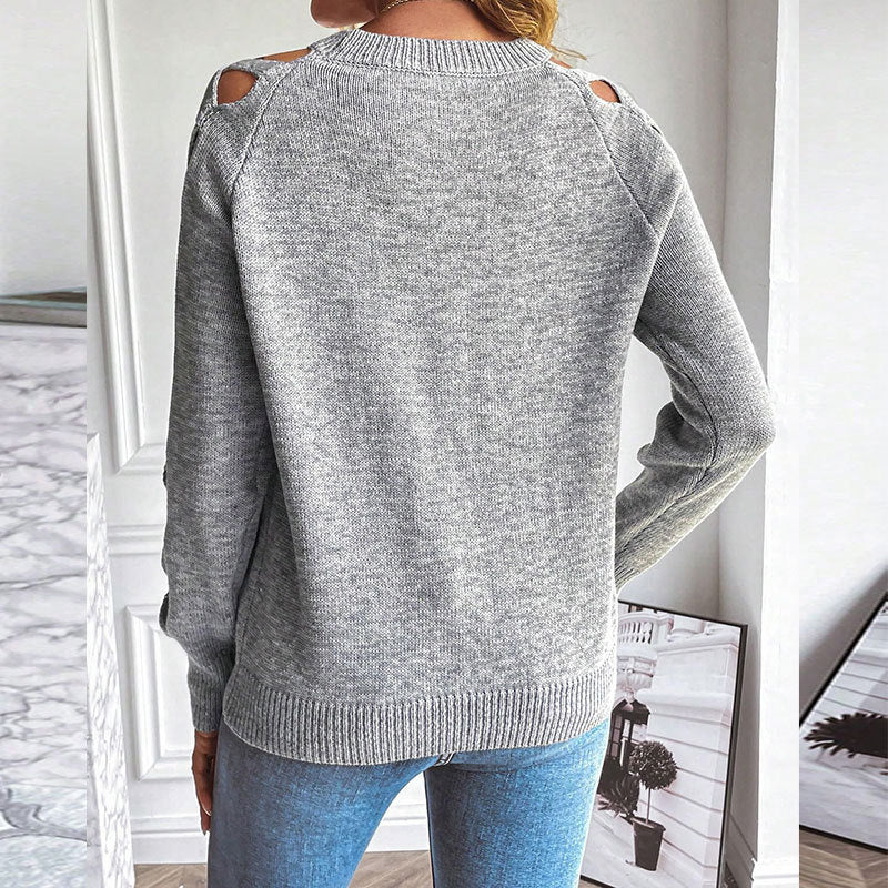 Casual Long Sleeve Hollow Out Sweater