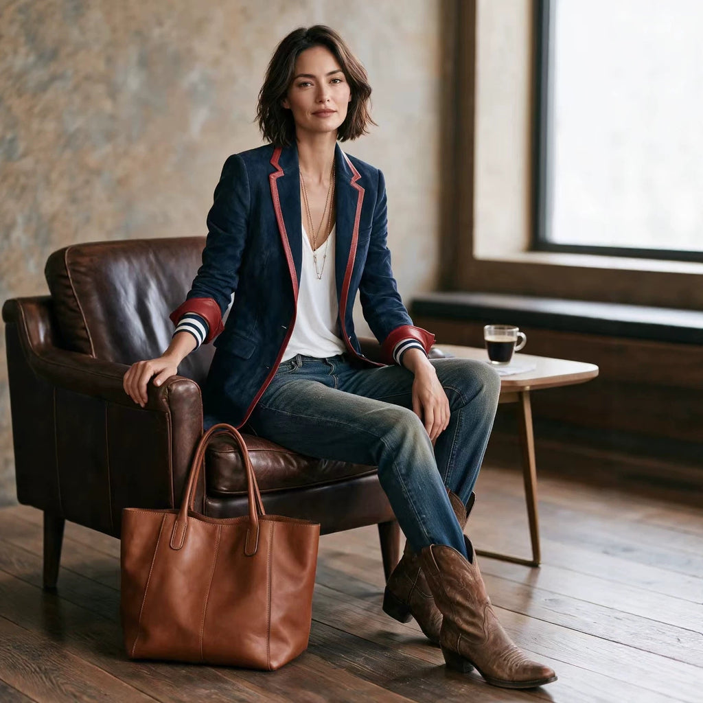 Block Blazer with Contrast Trim