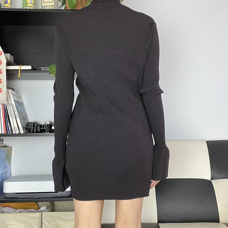 Ribbed Knit Button Cardigan Top – Black
