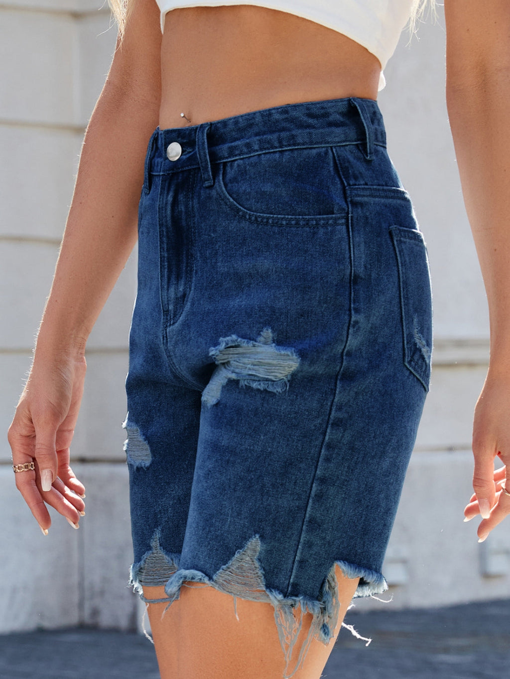 Harbor Distressed Denim Bermuda Shorts