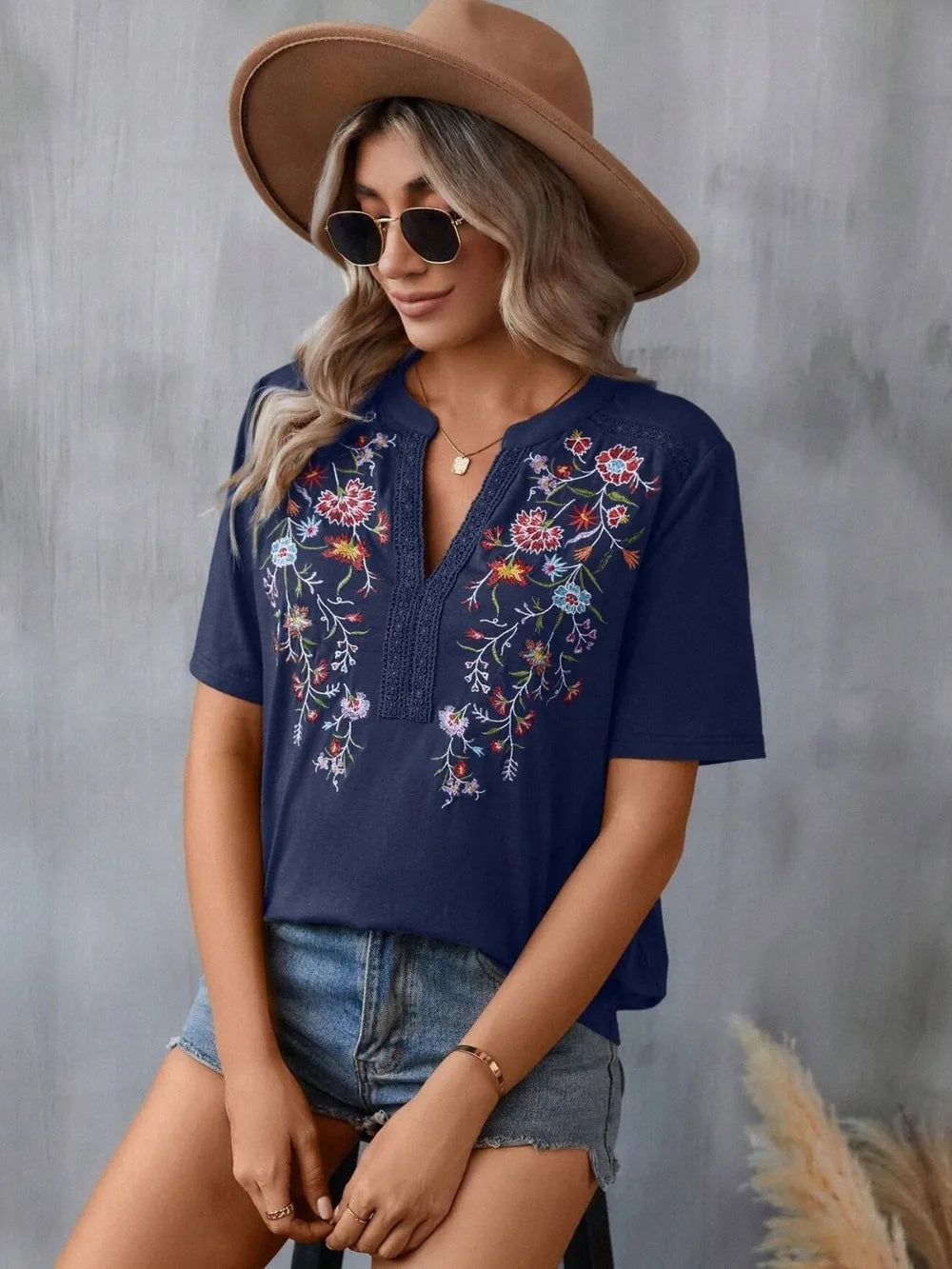Embroidery Lace Trim Top