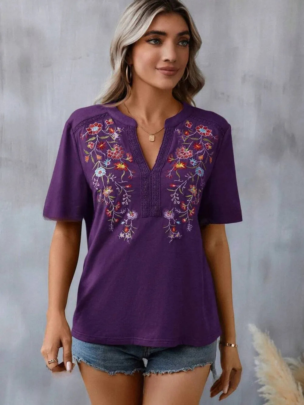Embroidery Lace Trim Top