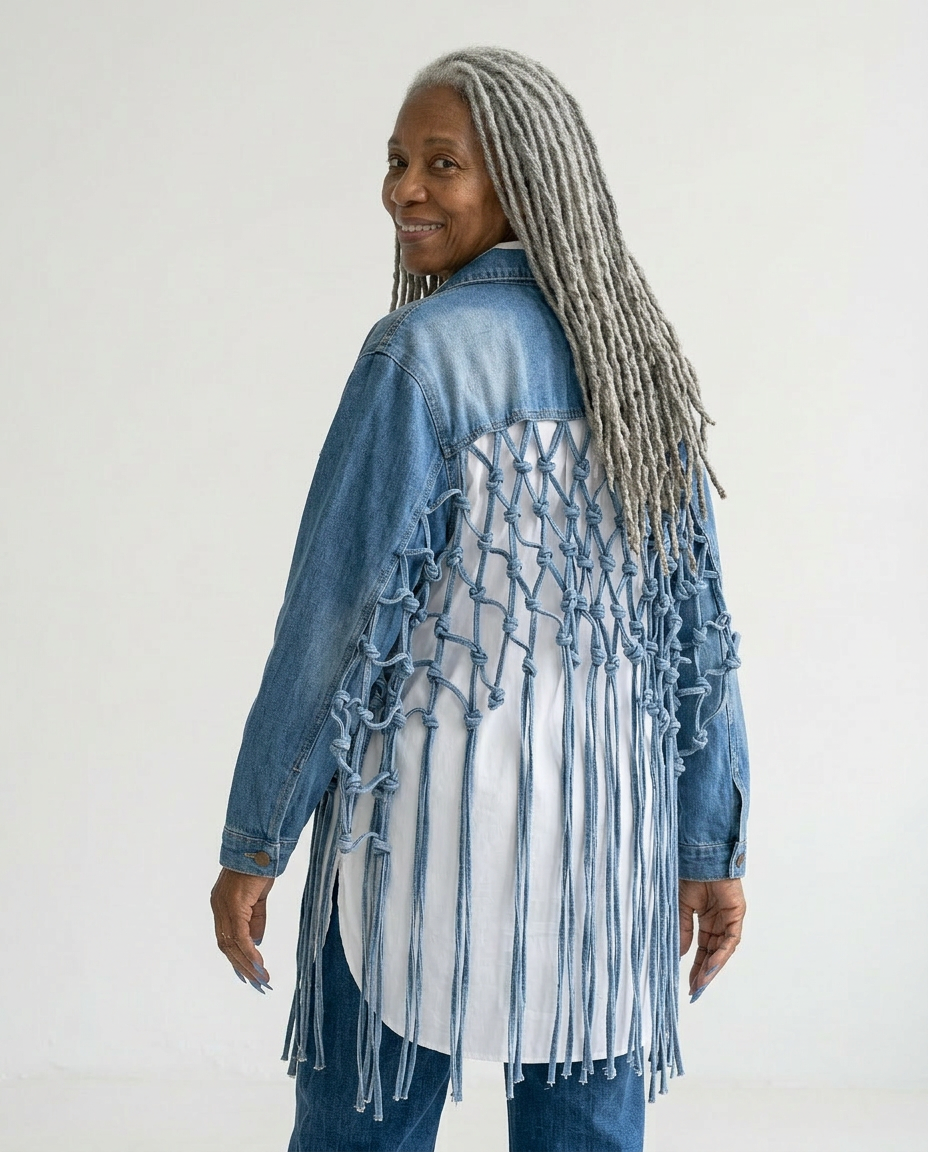 Bold Woven Tassel Denim Jacket