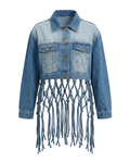 Bold Woven Tassel Denim Jacket