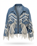 Wild Heart Pearl Tassel Denim Jacket