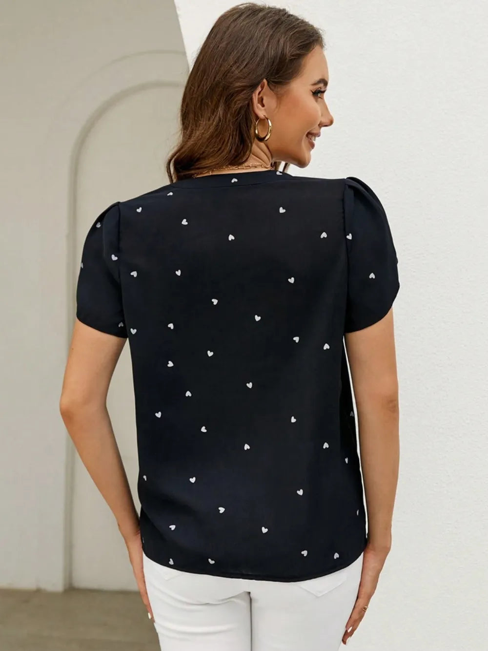 Petal Sleeve Pleated Front Elegant Top