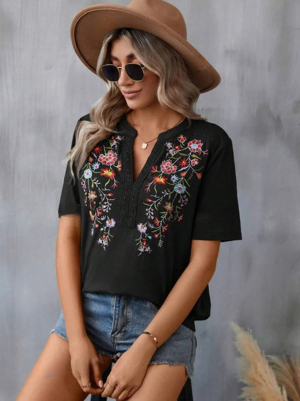 Embroidery Lace Trim Top