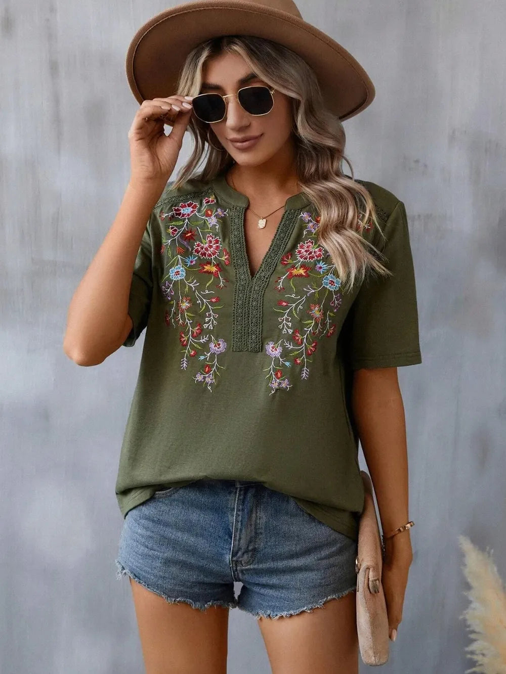 Embroidery Lace Trim Top