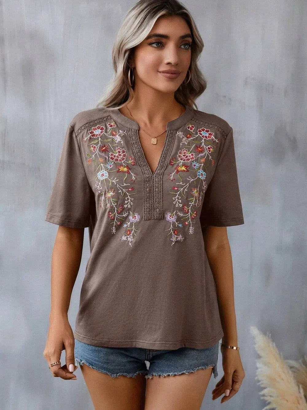 Embroidery Lace Trim Top