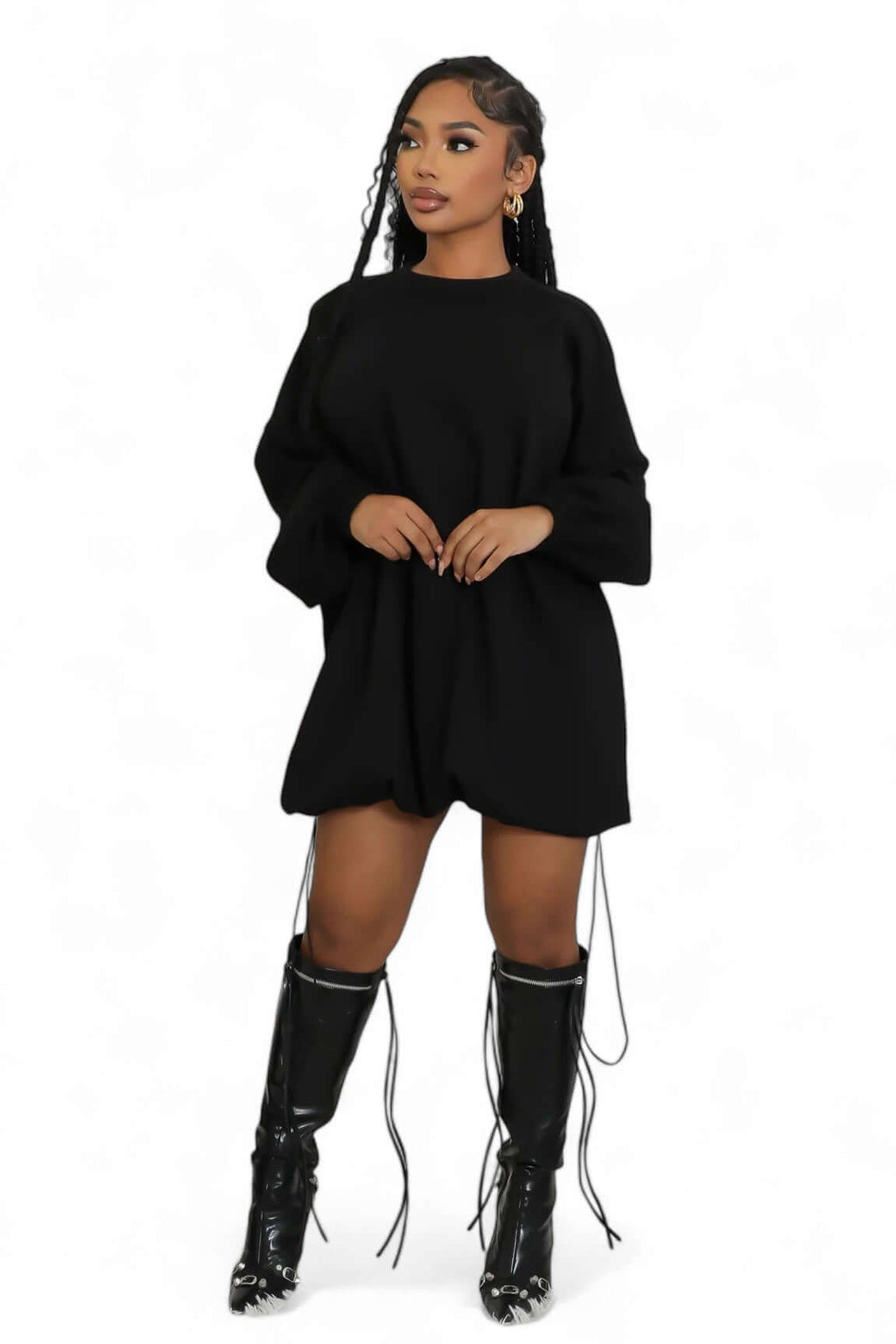 Oversized Pullover Dress with Drawstrings
