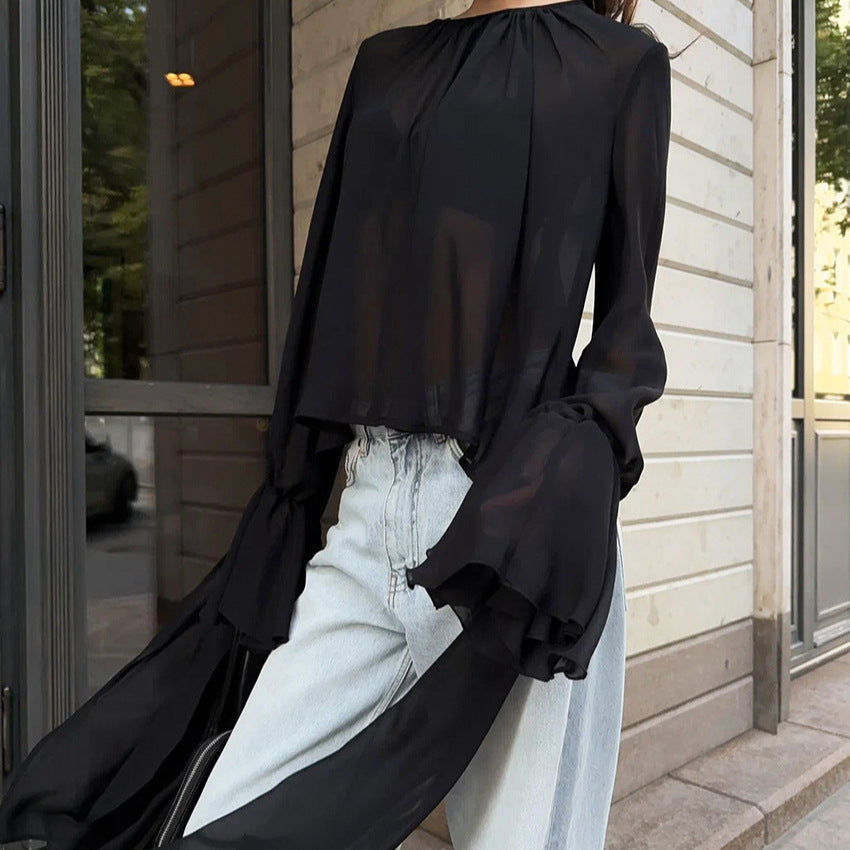 Chiffon Asymmetric Niche Top