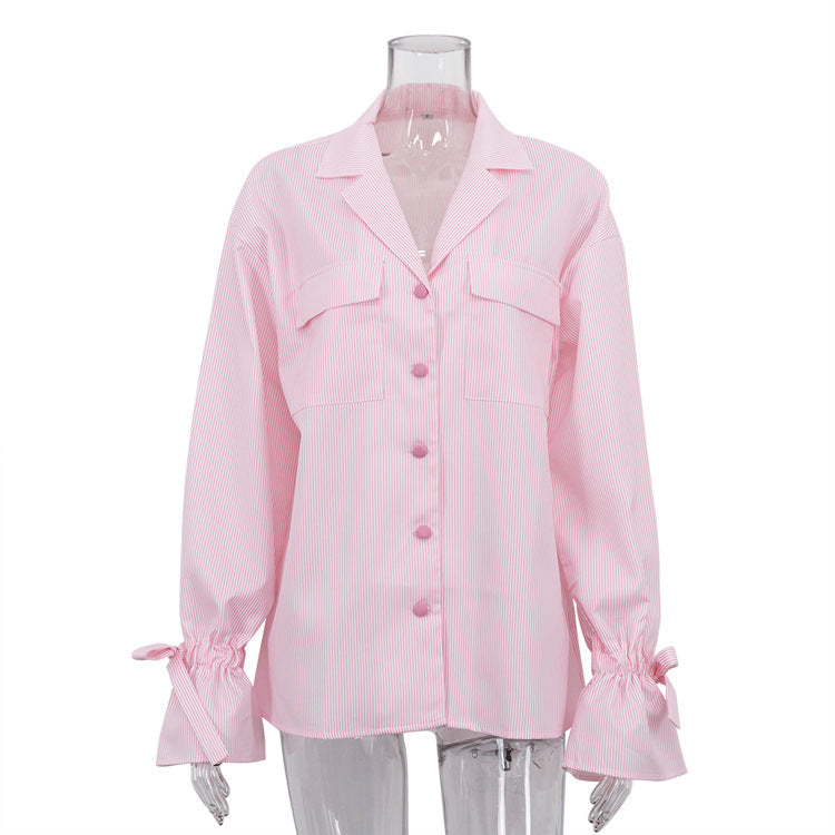 Bell Sleeve Loose Pockets Shirt