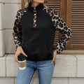 Autumn Casual Cool Street Half Turtleneck Cardigan Stitching Leopard Print Sweater Women