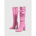 Pointed Toe Chunky Heel Pointed Toe Natural Wrinkle ide Zipper Boots plus Size Ankle Boots