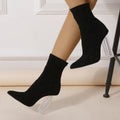 Crystal Heel Elastic Mid Boots