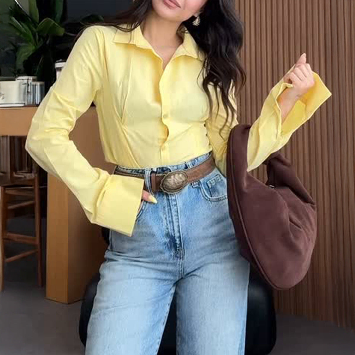Elegant Basic Long-Sleeve Shirt