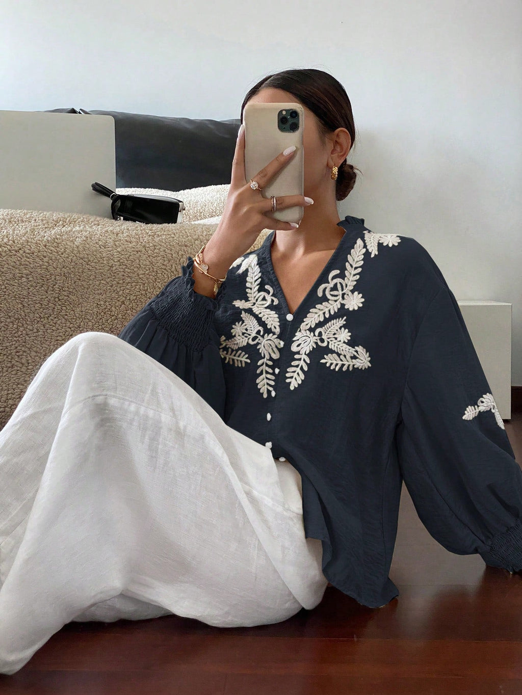 Embroidery Pearl Single Top
