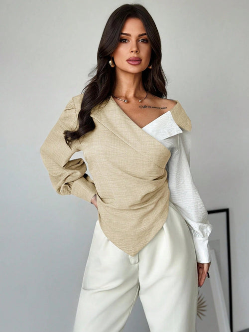 Asymmetrical Slim Fit Office Top