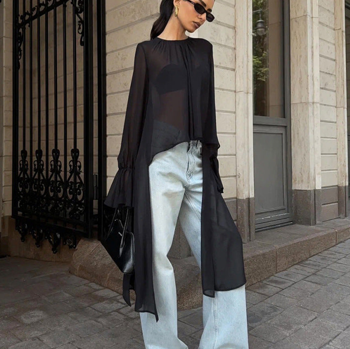 Chiffon Asymmetric Niche Top
