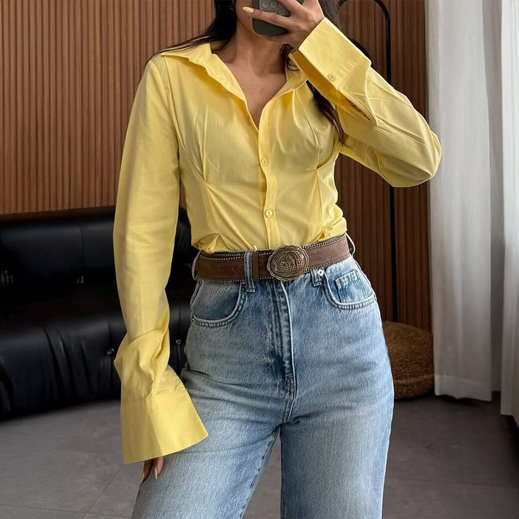 Elegant Basic Long-Sleeve Shirt
