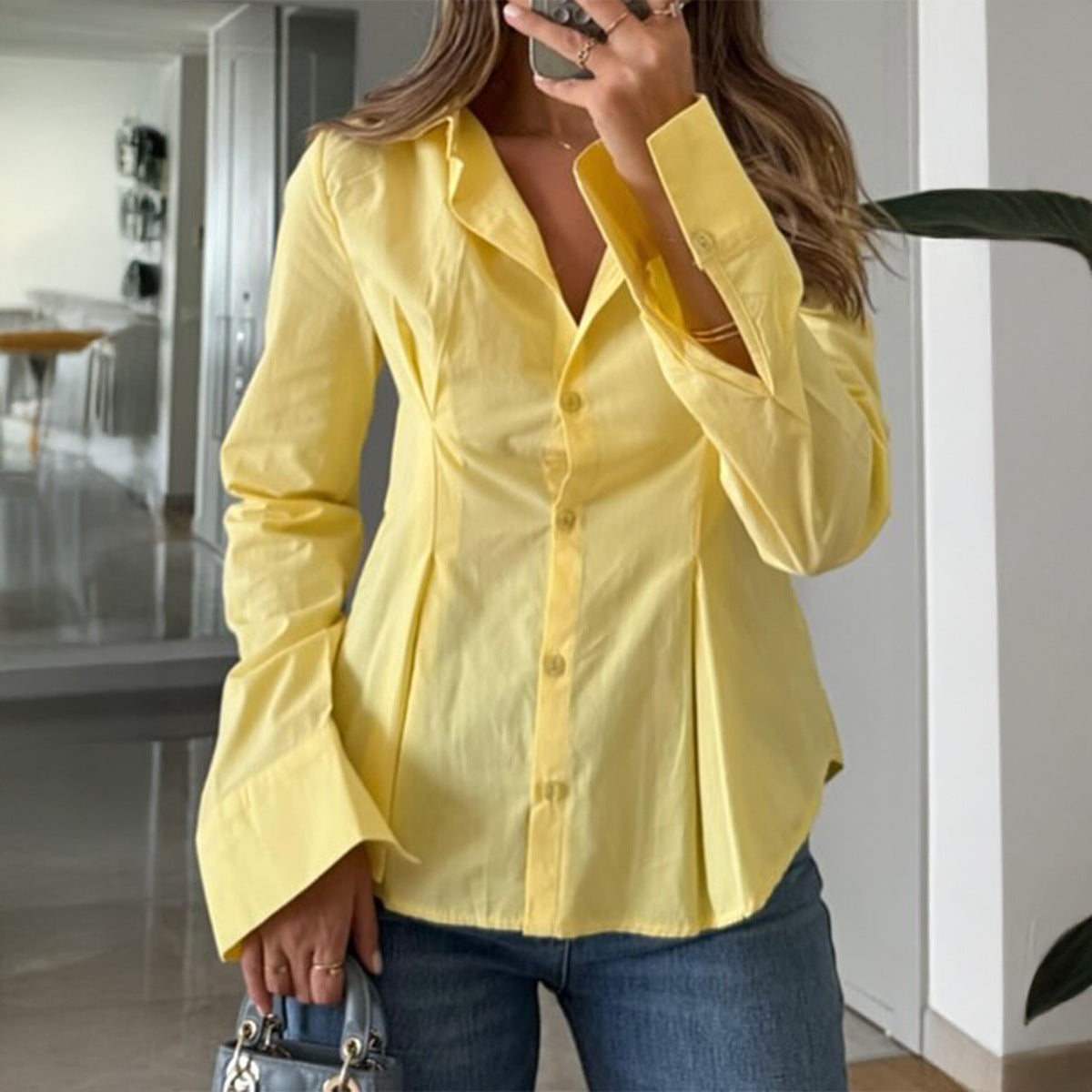 Elegant Basic Long-Sleeve Shirt