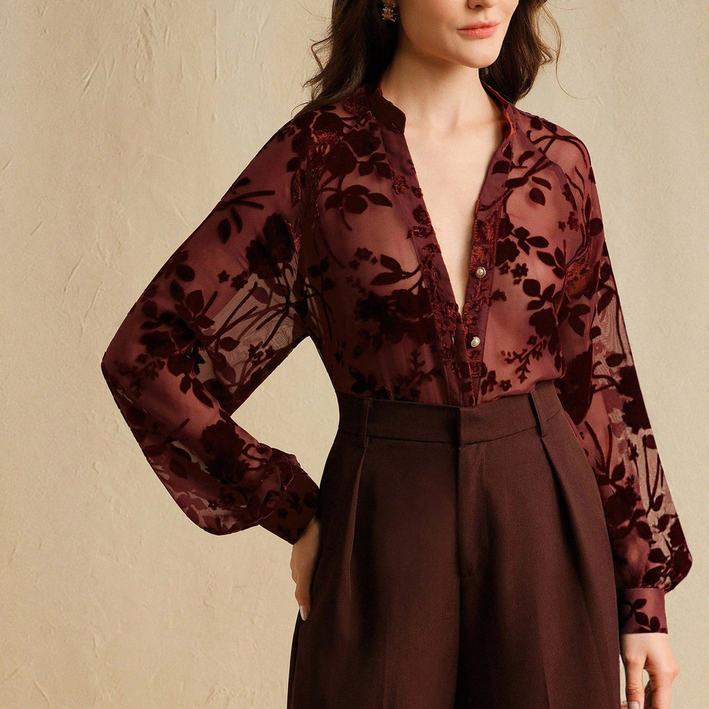 Aurelia Velvet Burnout Blouse