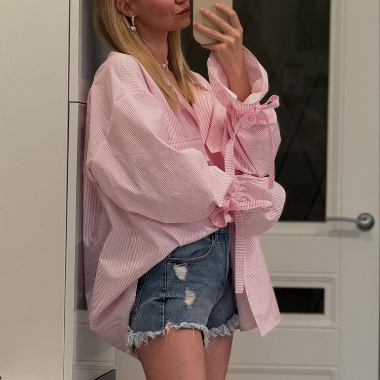 Bell Sleeve Loose Pockets Shirt