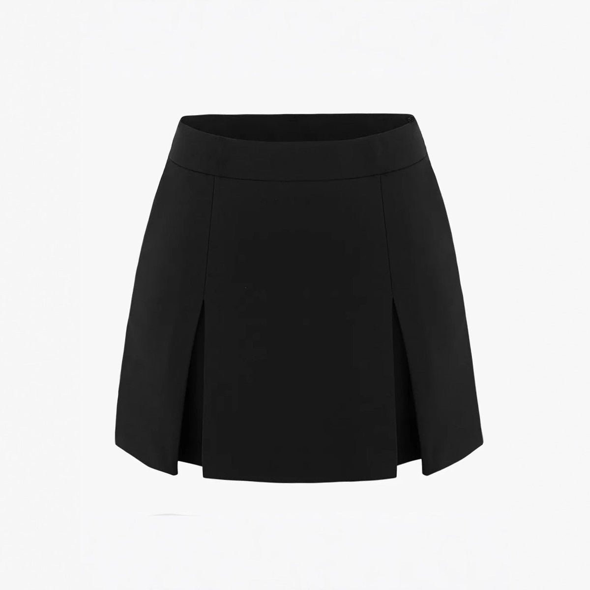 Women Double Slit A line Pantskirt Elastic High Waist Zipper Culottes Women