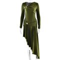 Olive Asymmetric Keyhole Midi Dress