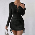 Ribbed Henley Bodycon Dress