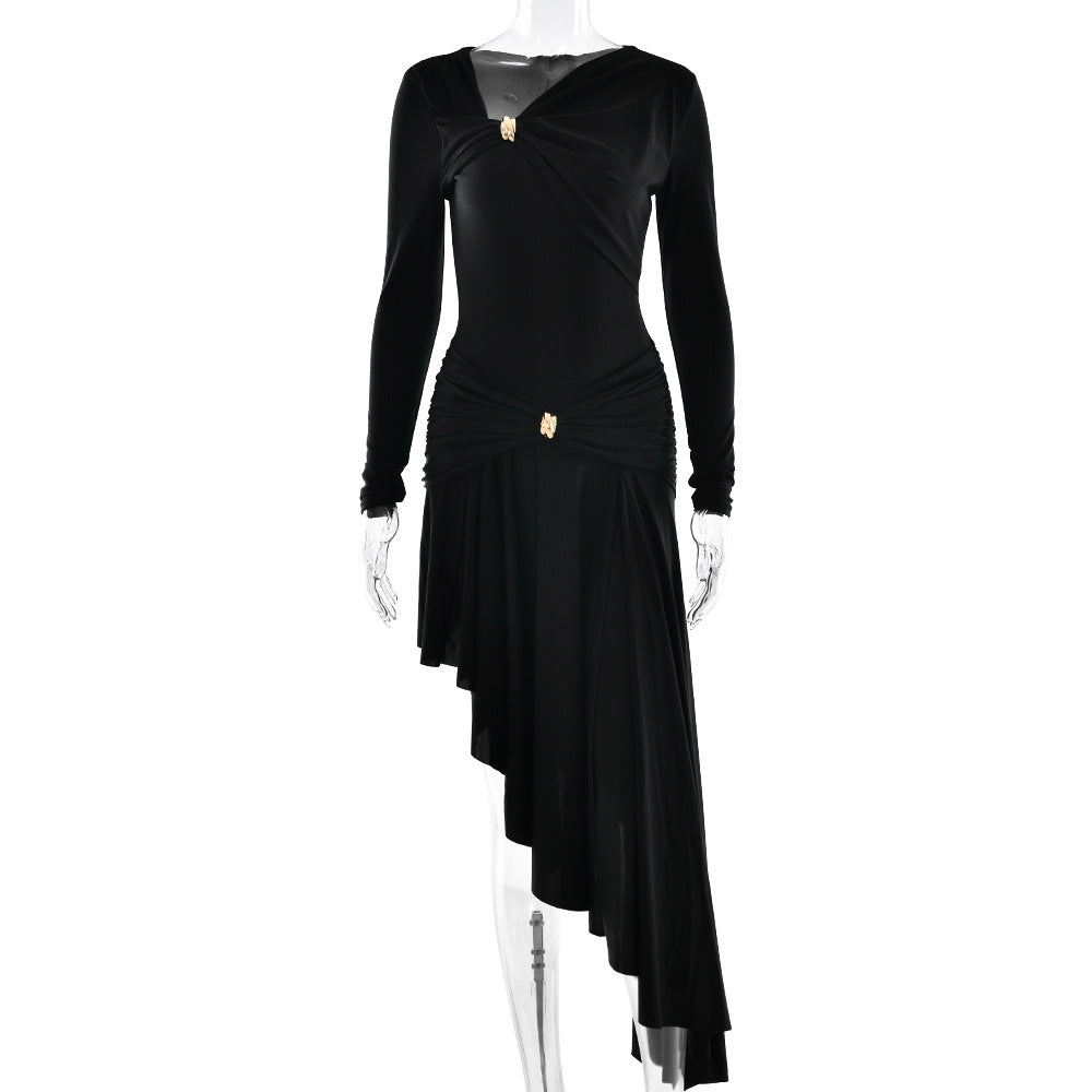 Olive Asymmetric Keyhole Midi Dress