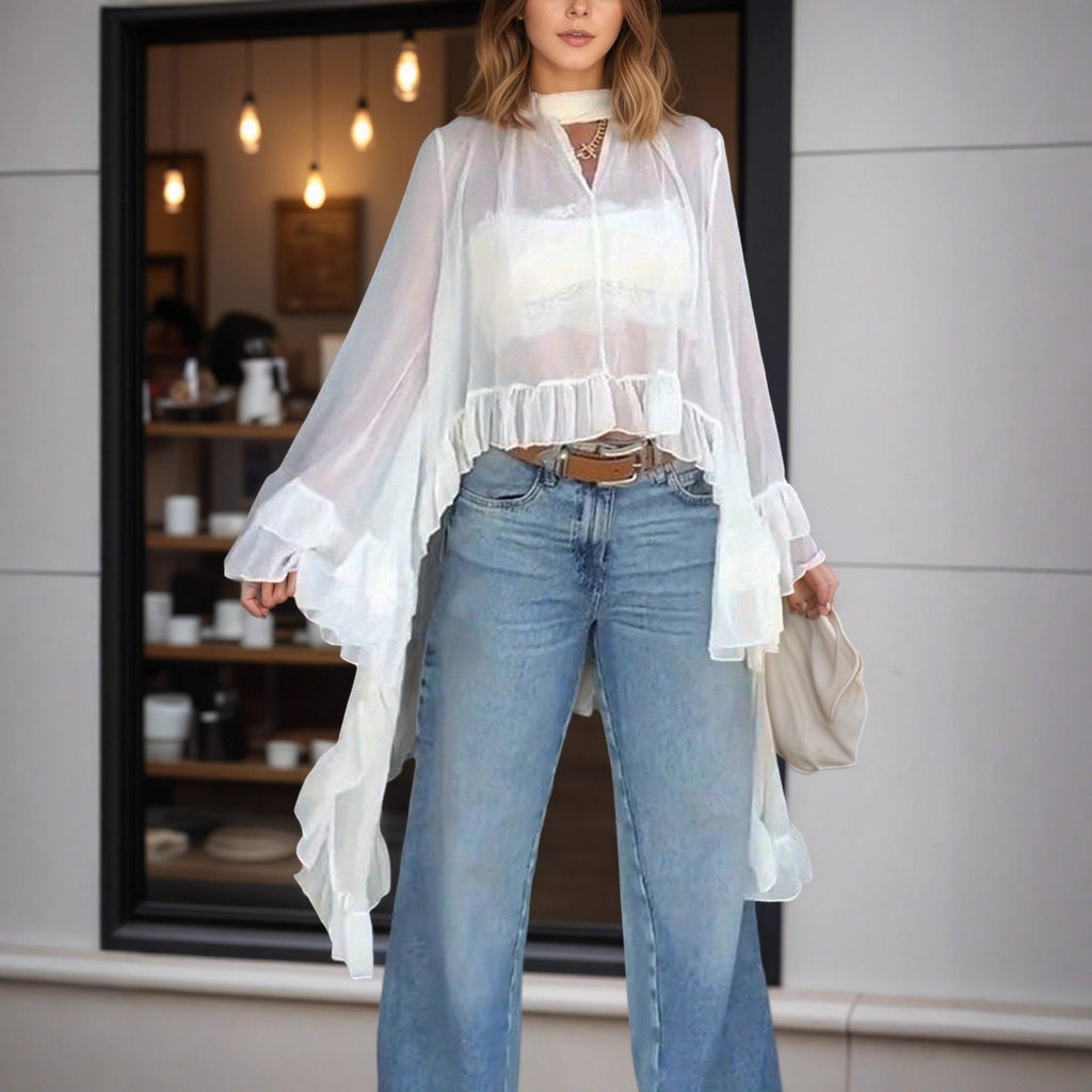 The Willow Sheer Asymmetric Blouse