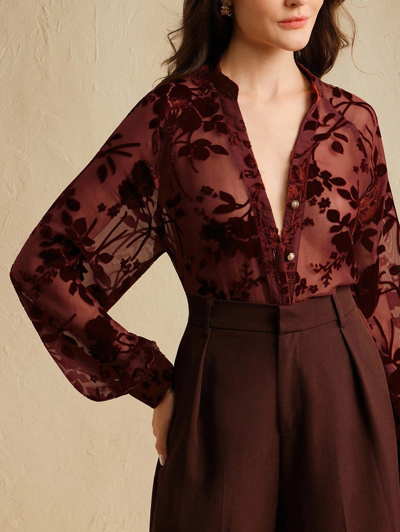 Aurelia Velvet Burnout Blouse