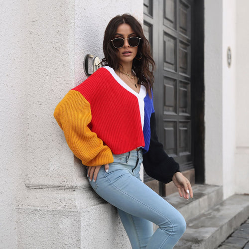Color Stitching Knitted Cardigan