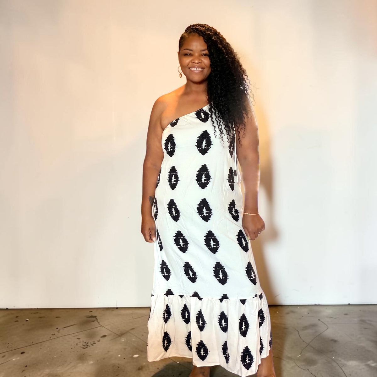 Womens One-Shoulder Cream Cami Maxi Dress