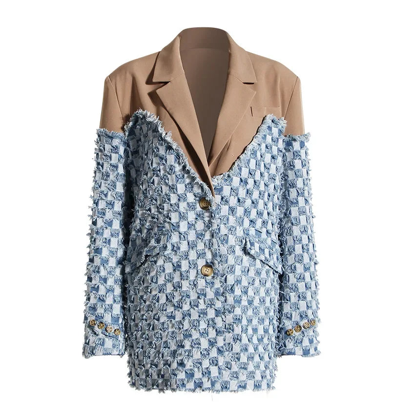 Audacious Spliced Raw Edge Blazer