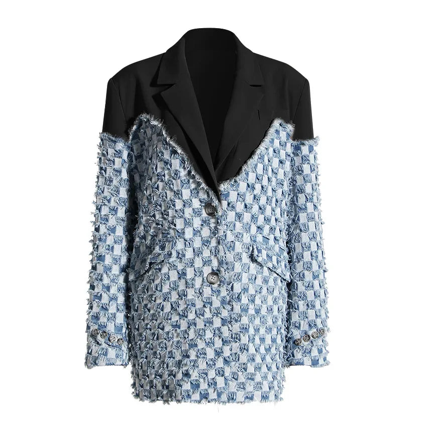 Audacious Spliced Raw Edge Blazer