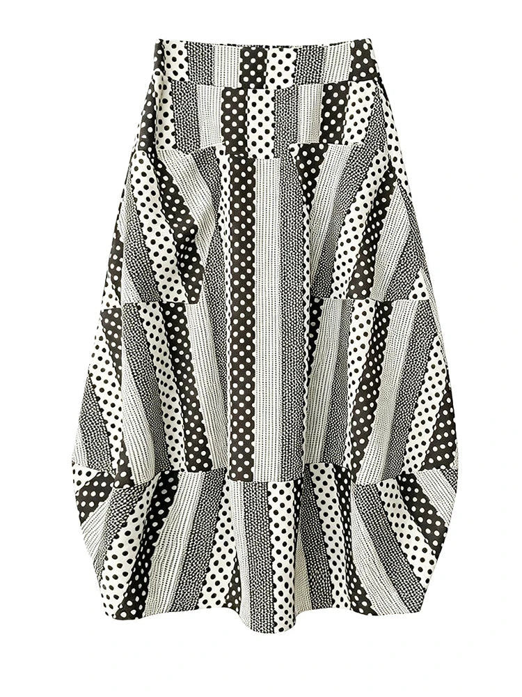 Unique Dot Striped A-Line Skirt