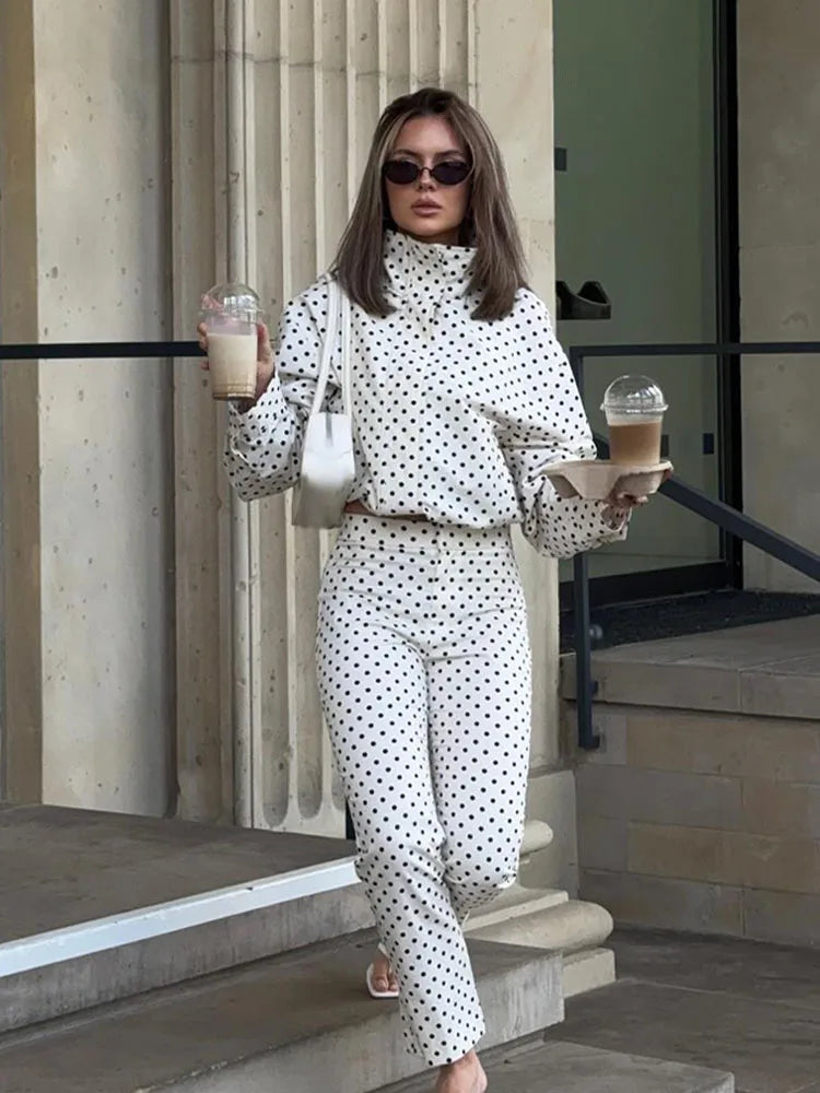 The Dotty High-Neck Cropped Windbreaker