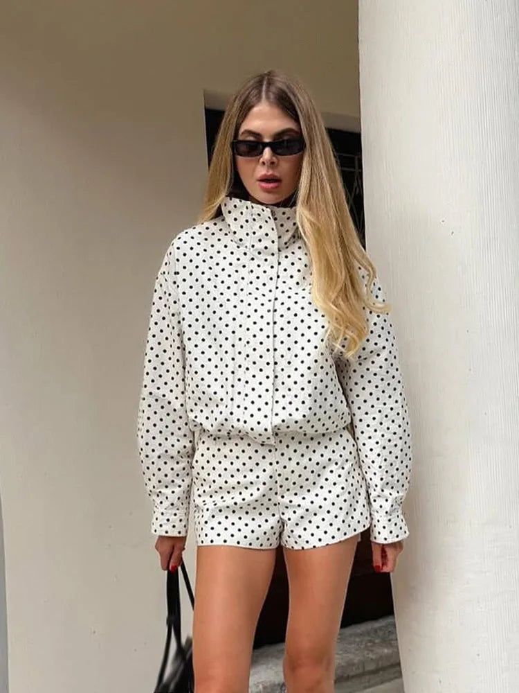 The Dotty High-Neck Cropped Windbreaker