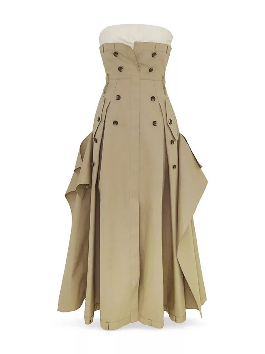 Strapless Belted Maxi Dress