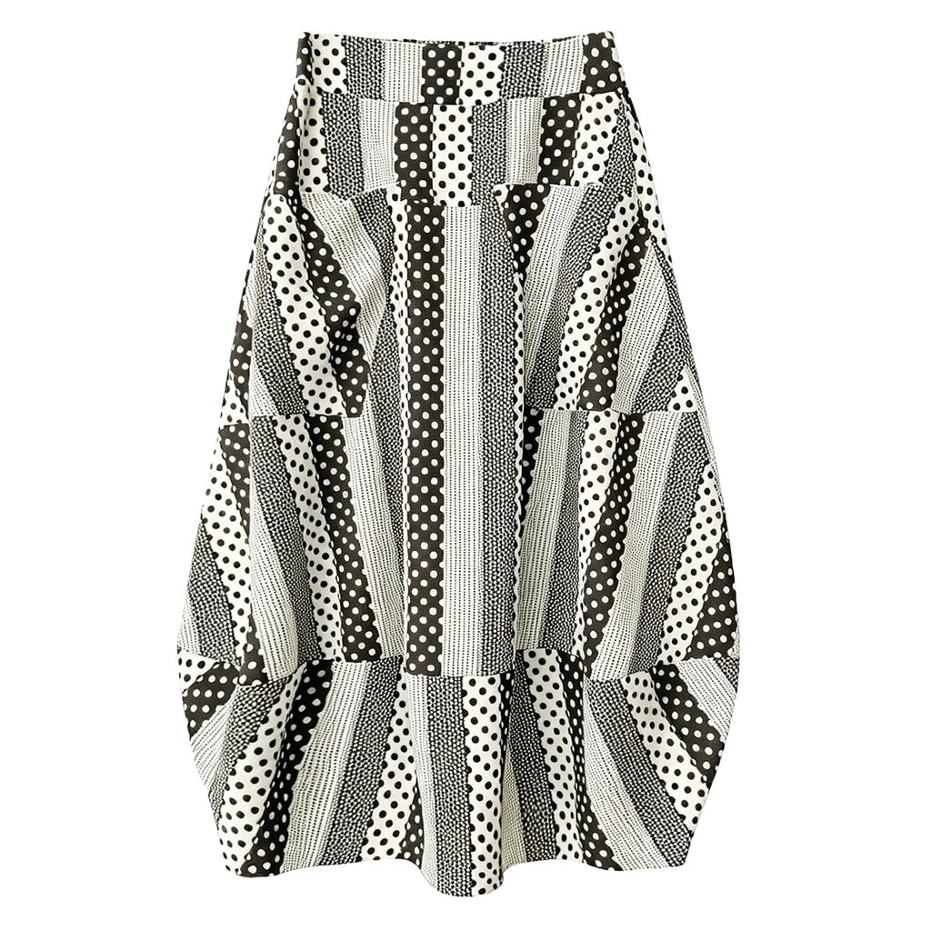 Unique Dot Striped A-Line Skirt