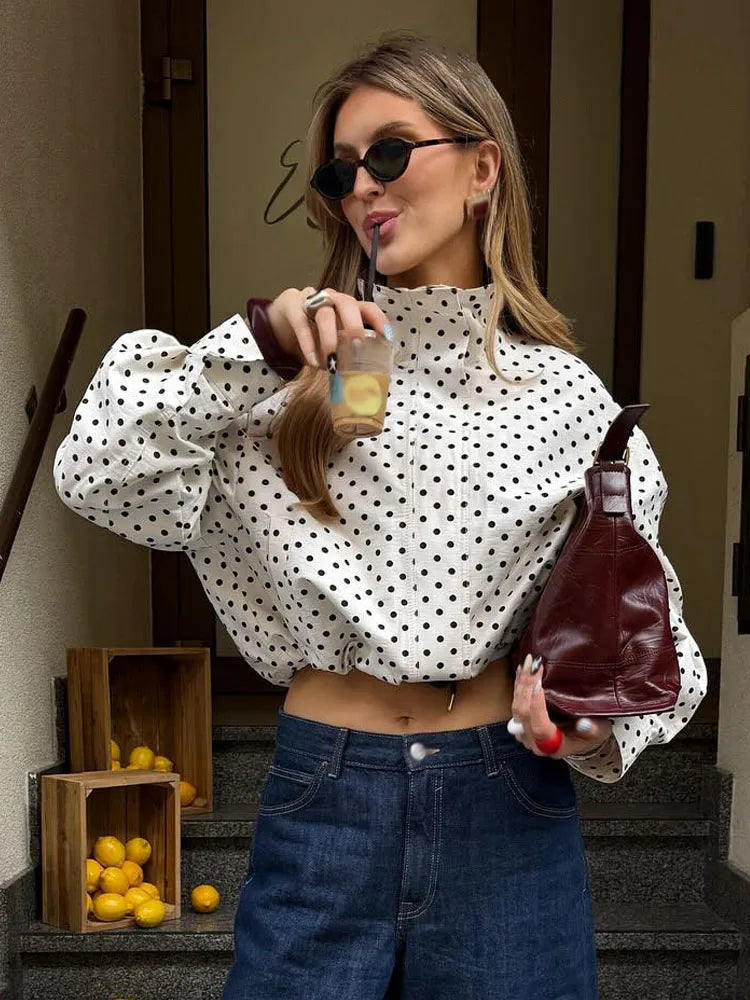 The Dotty High-Neck Cropped Windbreaker