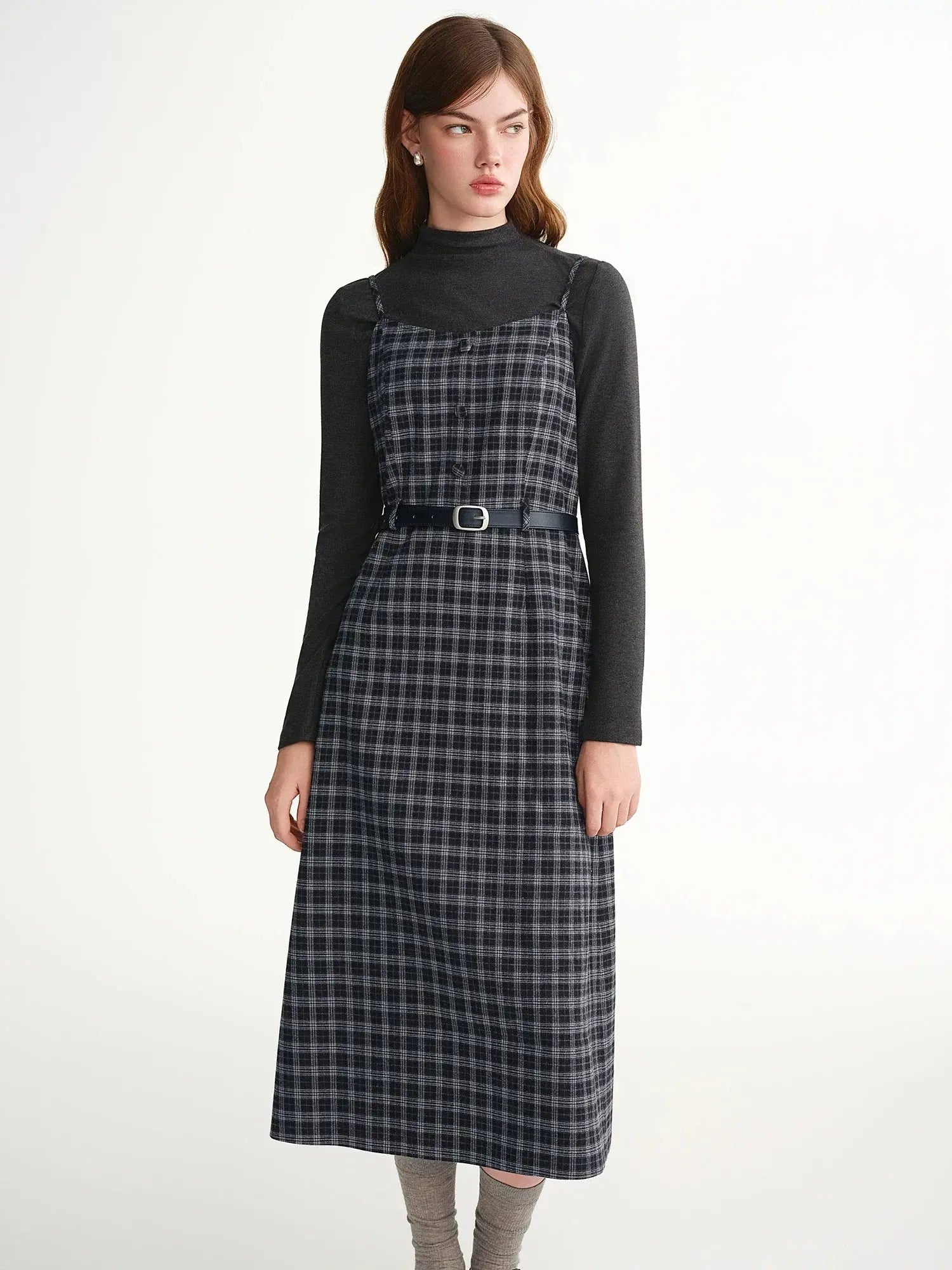 Tweed Plaid Midi Dress Set
