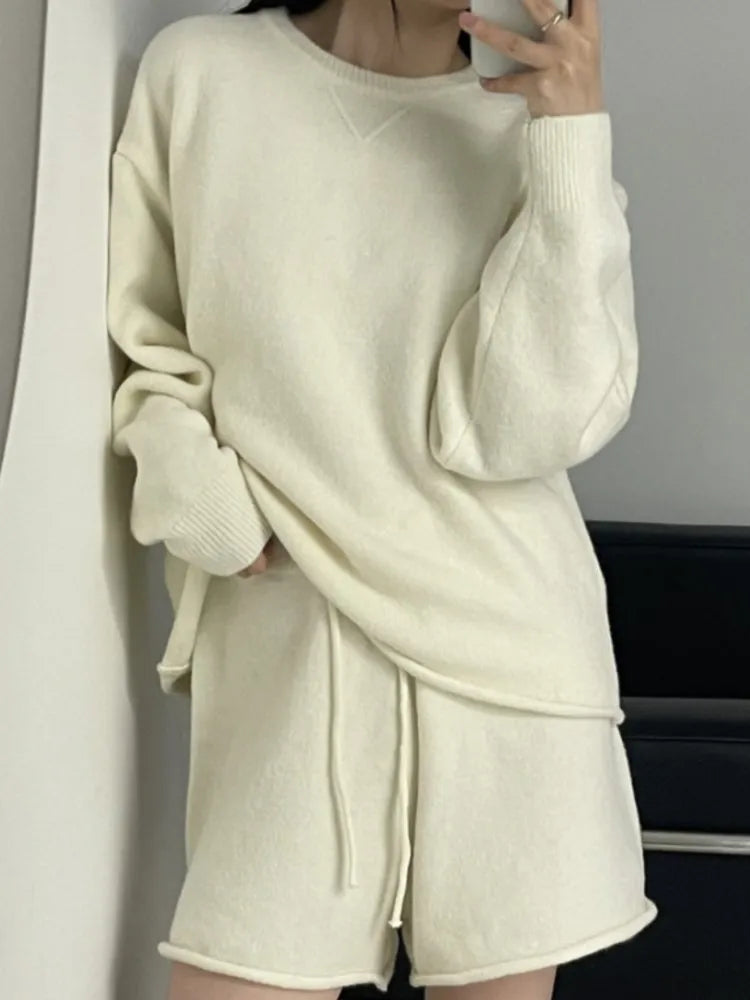 Cozy Heather Gray Sweater Shorts Set