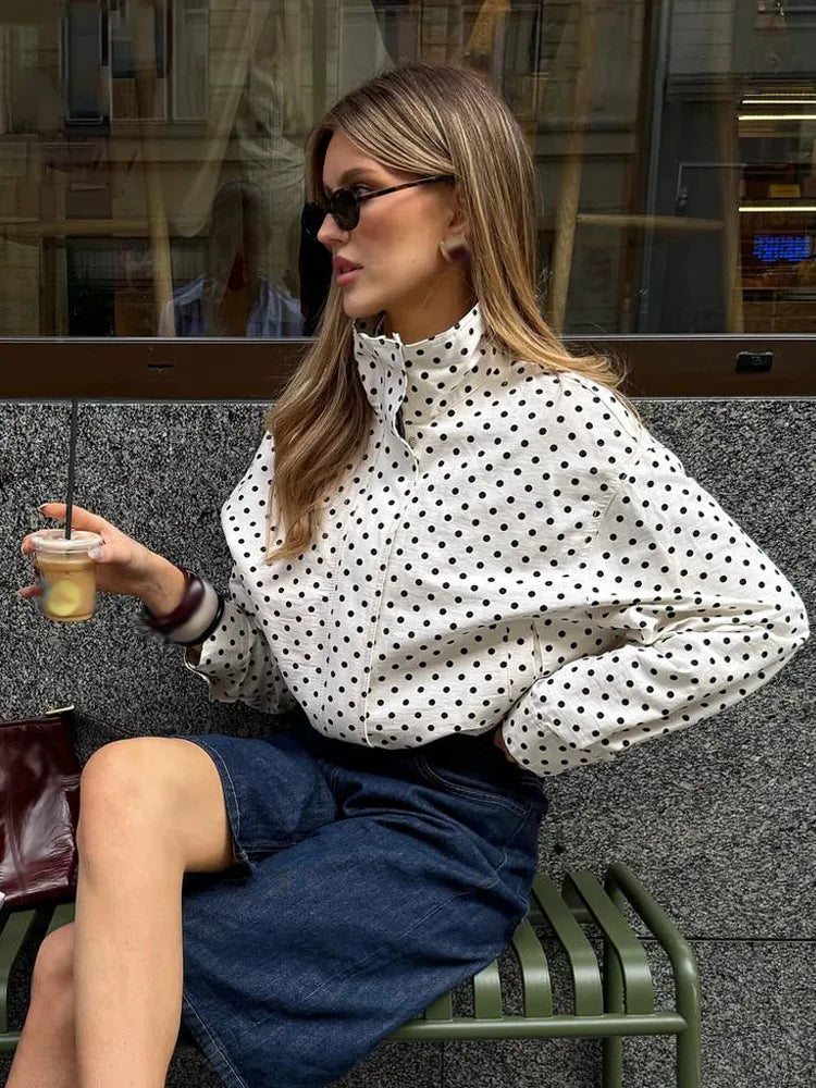The Dotty High-Neck Cropped Windbreaker