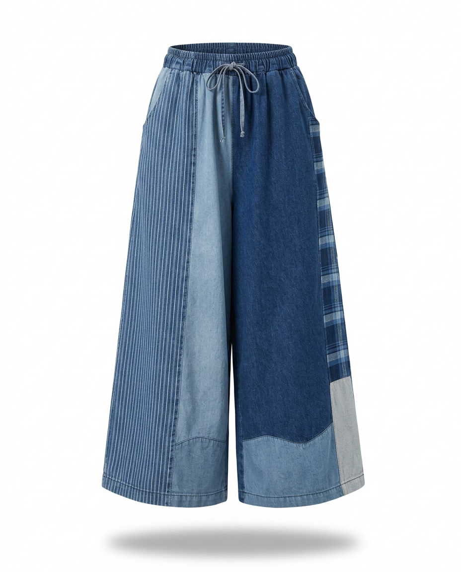 Unique Patchwork Wide Leg Trousers