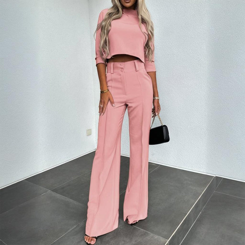 Elegant Half Sleeve Short Top & Pants Set