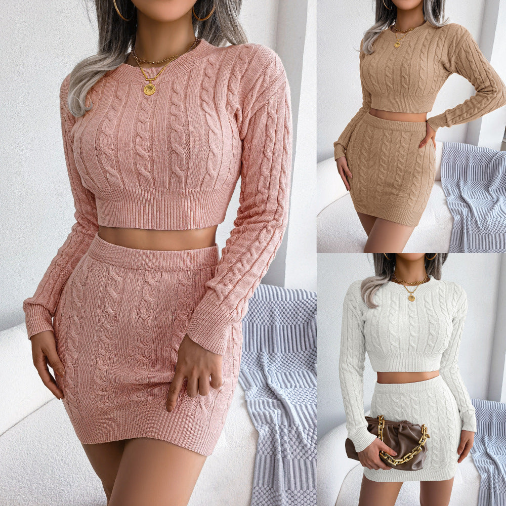 Cable Knit Sweater and Skirt Set