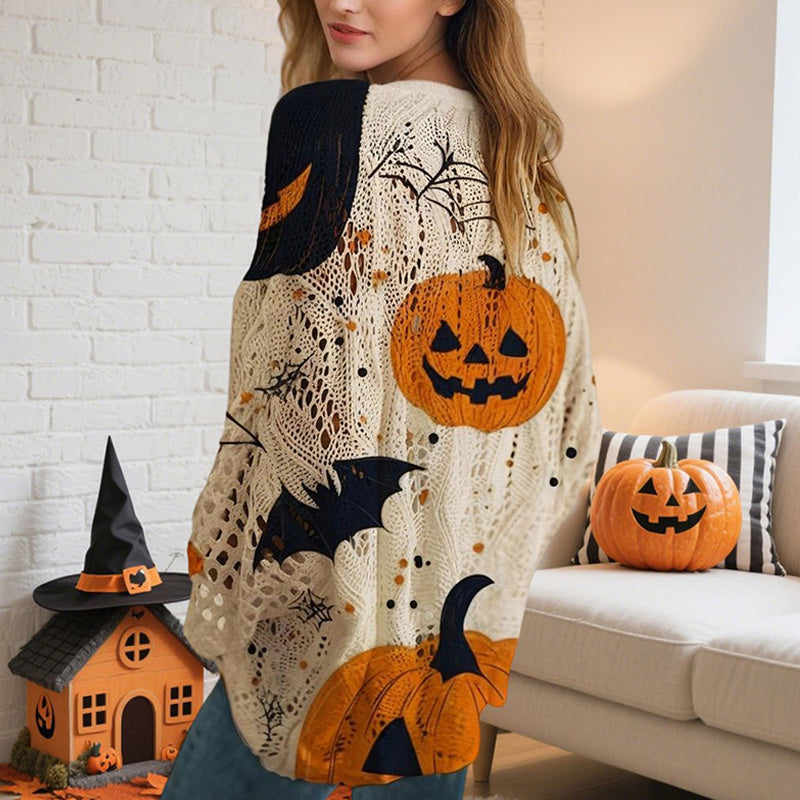 Halloween Pumpkin Print Blouse